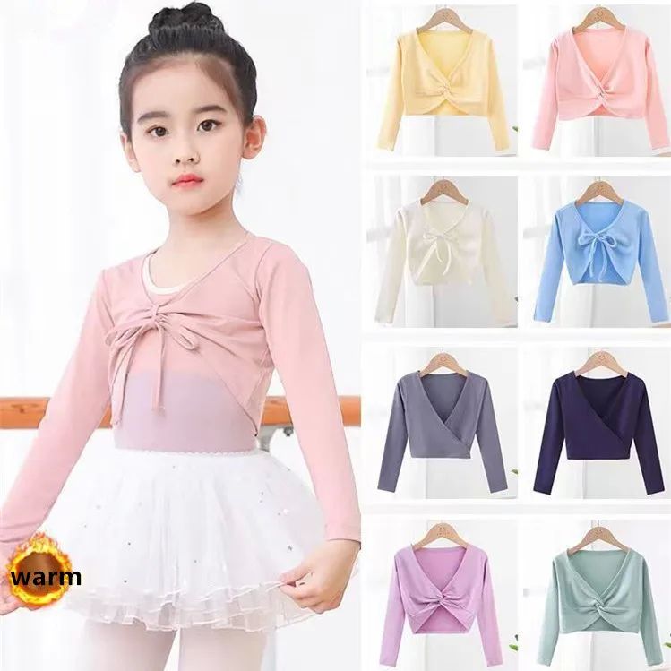 Girls Ballet Coat Long Sleeve Wrap Top Dance Shrug Sweater C 运动/瑜伽/健身/球迷用品 芭蕾舞服 原图主图