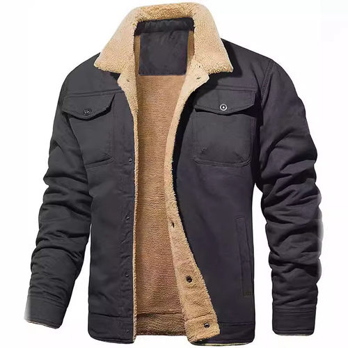 2026 New Men's Jacket Plus Velvet tton Frock Casual Jacket M
