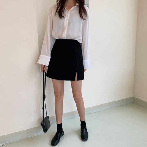 Elegance Gray  Hip Short Skirt Women's Anti-exposure A-line