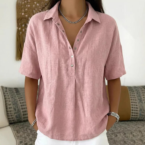 Station 2026 Women's Loose And mforle Lapel Short-sleeved So