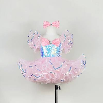 Kids Ballroom Clothing Sequined Modern Dance Tutu Dress Girl