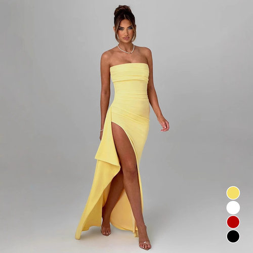 2026 Tube Top Sexy Side Slit Irregular Hip Skirt