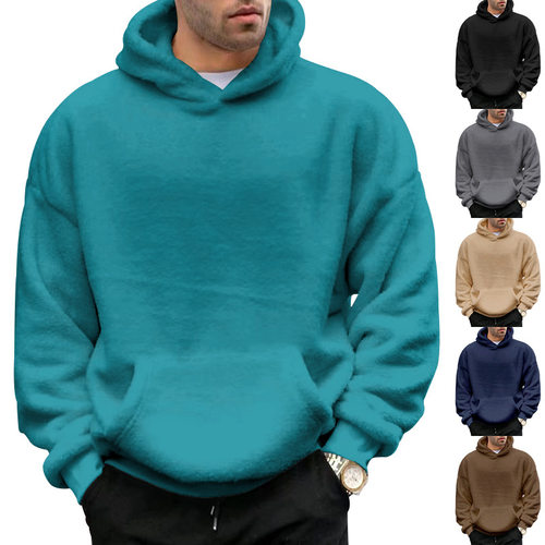 2026 Double-sided Fleece Youth Hooded Men's Lambswool Pullov