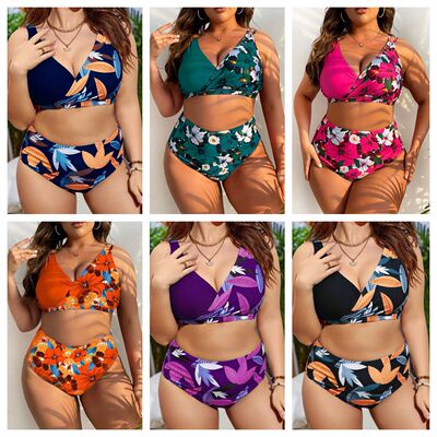 2026 Plus Size Hot Girl Floral Gathering Sexy Suit Swimsuit
