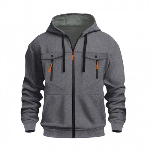 Men's Zipper Cardigan Jacket Multi-pocket Hooded Casual rend