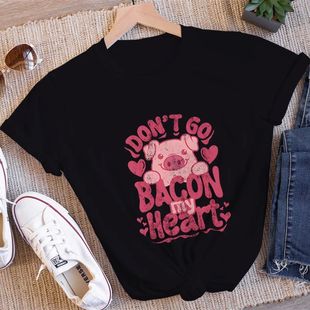 Funny Harajuku Cut Graphic Pig Shirt Fashion Women Valentine