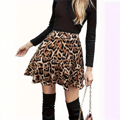Sexy Leopard Print Short Skirt Women Fashion A- Line Skirt
