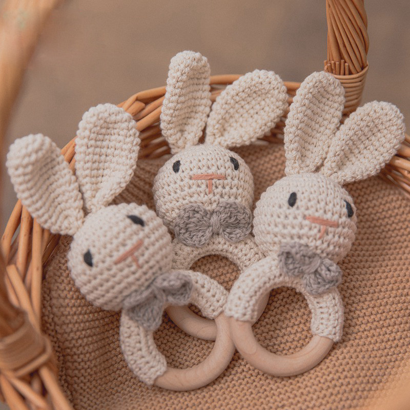 baby rattle crochet amigurumi bunny rattle bell newborn knit