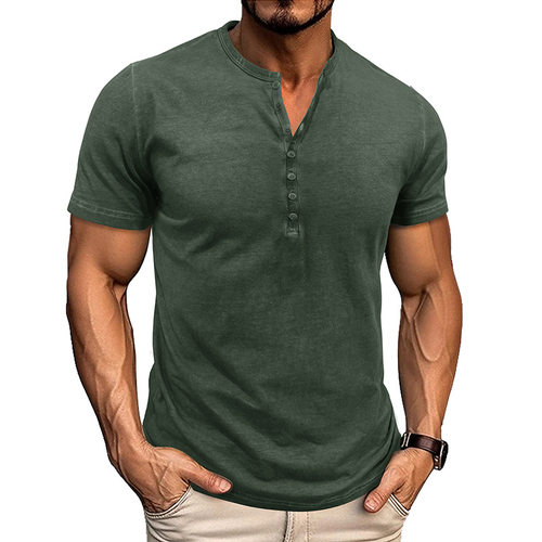 Crewneck Men's Short-sleeved Fried lor Retro Henry T-shirt B