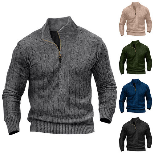 Men's Twist Half-turtleneck Zipper Sweater Large Size Casual
