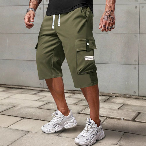 European-style Thin Straight Capri Pants Men's Tooling Short