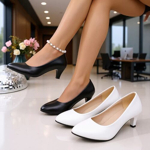 5cm Thin Heel Work Shoes Women's Patent Leather Shallow Mout