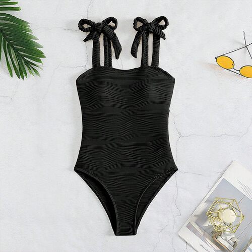 Sexy Lace Solid-color One-piece Instagram-style Strap Swimsu