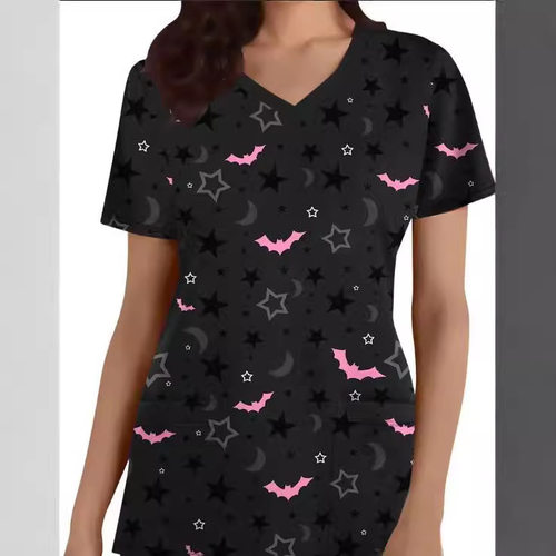 Women's V-neck Nursing Clothes Short Sleeve Casual Printed T