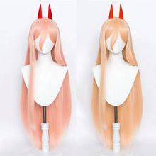 Anime Chainsaw Man Makima Power Cosplay Wig Long Orange Pink