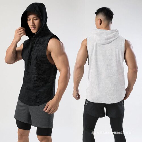 Hooded Vest Men's Sports Basketball Shirt Waistcoat Thin Sle