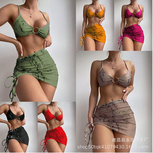 2026 Sexy Hollow Split Three-piece Suit Swimsuit Swimsuit Qu