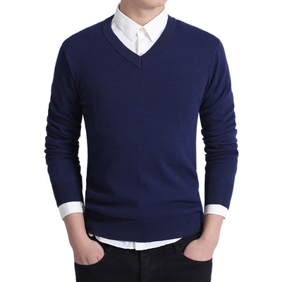 Pullover Men's Slim-fit Youth Solid lor Casual Business Men'