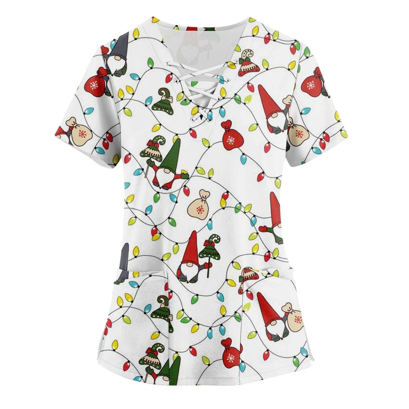 S-3XL 17Styles Christmas Cartoons Printed V-neck Short Sleev 女装/女士精品 T恤 原图主图