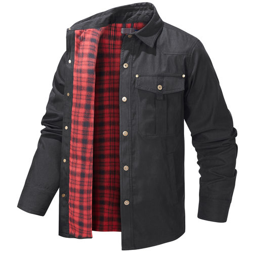 Us-size Men’s Plus?size Lapel Plaid Flannel Casual Jacket,