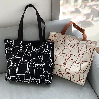 Bags Handbag for Women Shopper Cute Cat Tote Bag with Zipper