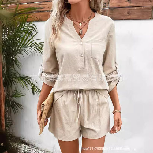 Station 2026 tton Linen Women Fashion Casual Suit Women Loos