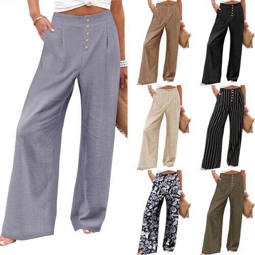 2026 Women's Wide Leg Pants High Elastic Waist Back Business