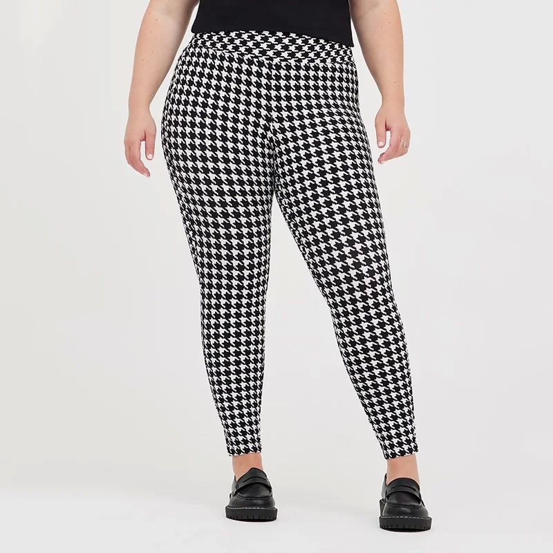 Plus Size Houndstooth Print Summer Spring Leggings Women Hig 女装/女士精品 大码连衣裙 原图主图