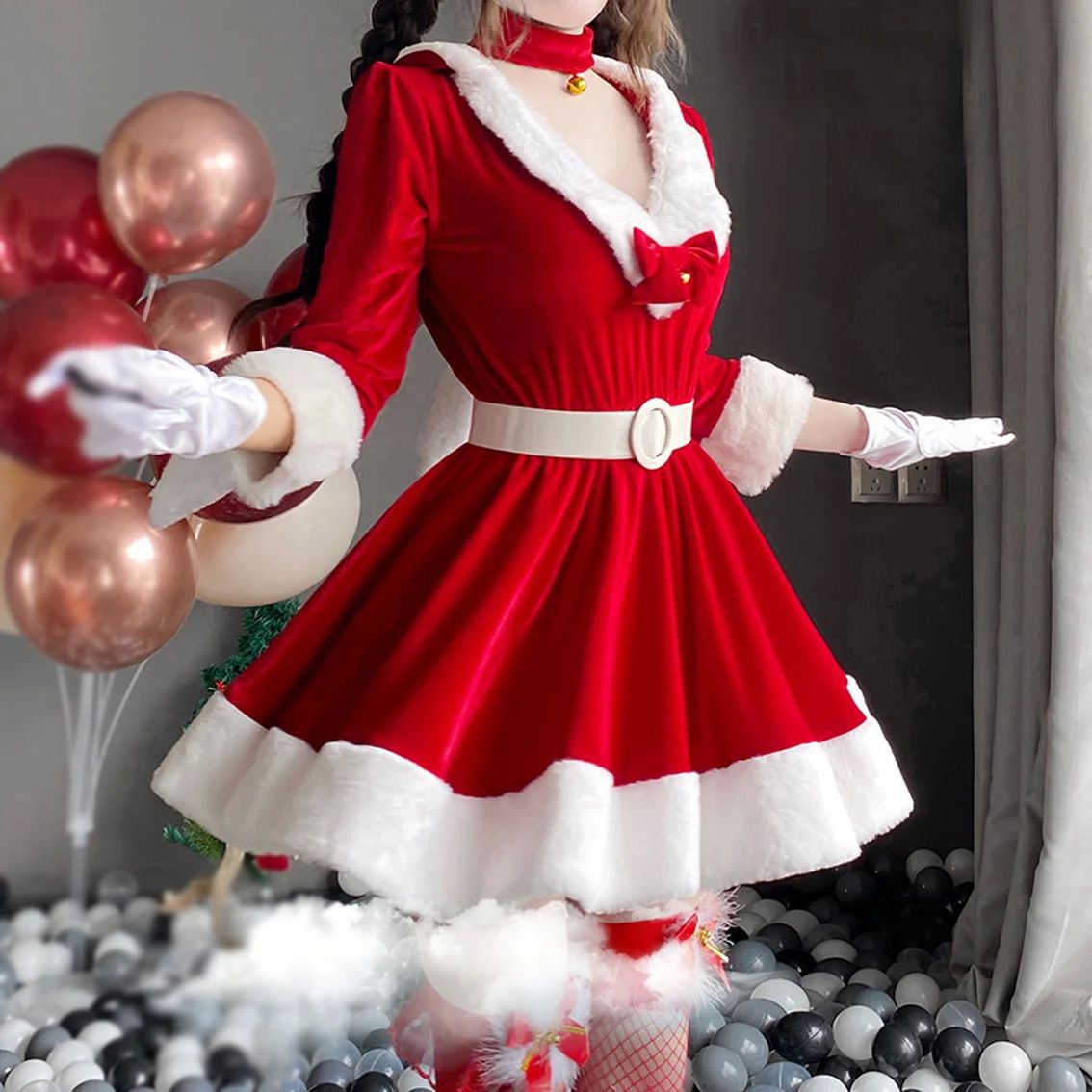 Bunny Xmas Lady Cosplay Christmas Dress Women Santa Claus Su-封面