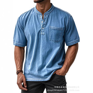2026 Station Men's tton Casual All-match Short-sleeve Button