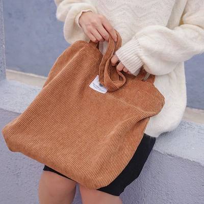 Women Corduroy Shopping Bag Female  Cloth Shoulder Bag Envir