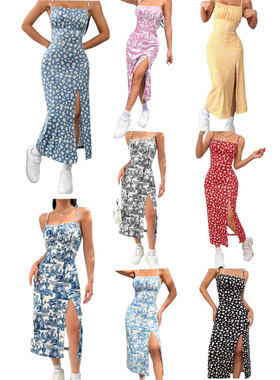 25-year-old Sling Wrapped Chest High Slit Small Daisy Leopar