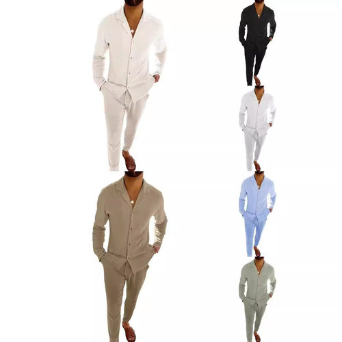 Men's Casual Suit Fashion Trousers Two-piece Cardigan Suit M