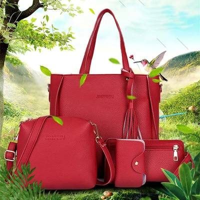 4Pcs/Set Top-Handle Bags For Women Composite Bags Female Mes