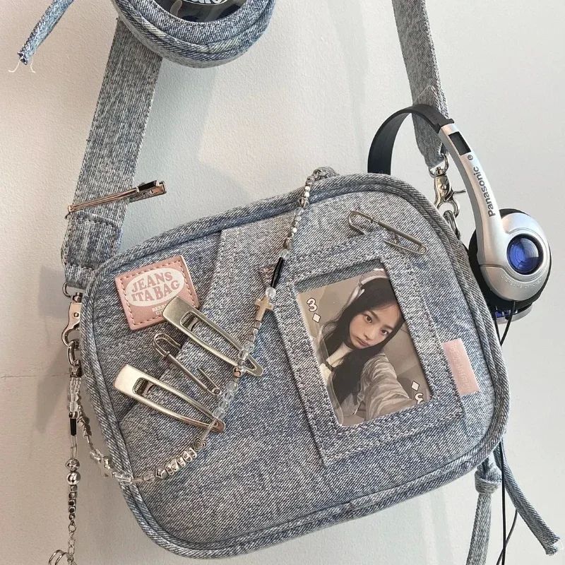 Xiuya Y2K Vintage Denim Handbag Cute Casual Fashion Chase St-封面