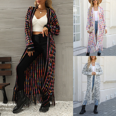 2026 Plus Size Tassel Long Cardigan Jacket Women's Clothing
