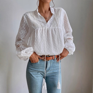 Cross-border 2026 Polar Dot Chiffon Lace Stitching Loose mmu