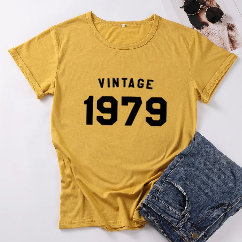 VINTAGE 1979 Birthday 43th T-Shirt Fashion Harajuku Women Ts