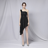 裹胸亮闪珠片包臀性感连衣裙女小个子车模房展主持表演礼服连衣裙