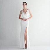 高端晚礼服女2026新款 宴会高贵优雅气质女神范鱼尾长裙吊带连衣裙