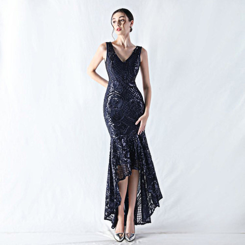 2025新款晚礼服裙女V领性感夜场
