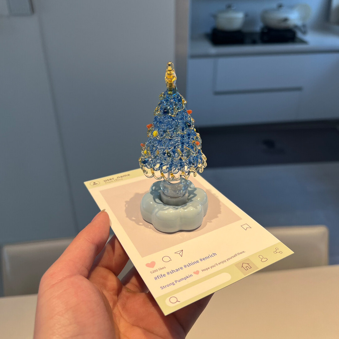 景德镇转转摆件圣诞树手工车内饰品摆件汽车装饰治愈系陶瓷办公桌图片