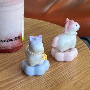 马年新车礼物摆件景德镇转转乐车内饰品马上有钱小马课桌办公室