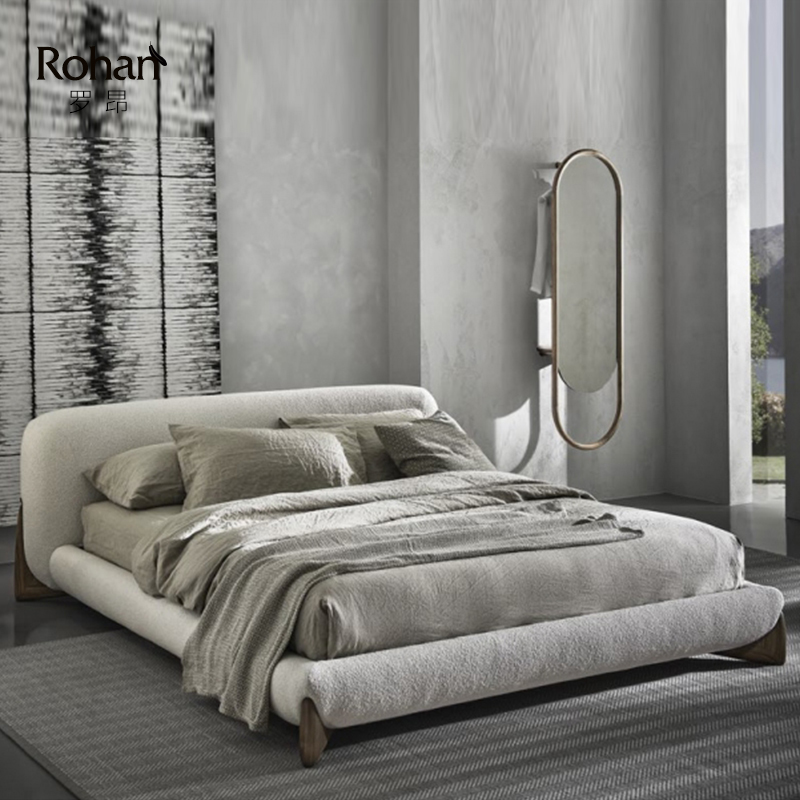 意式布艺床日式侘寂风床简约