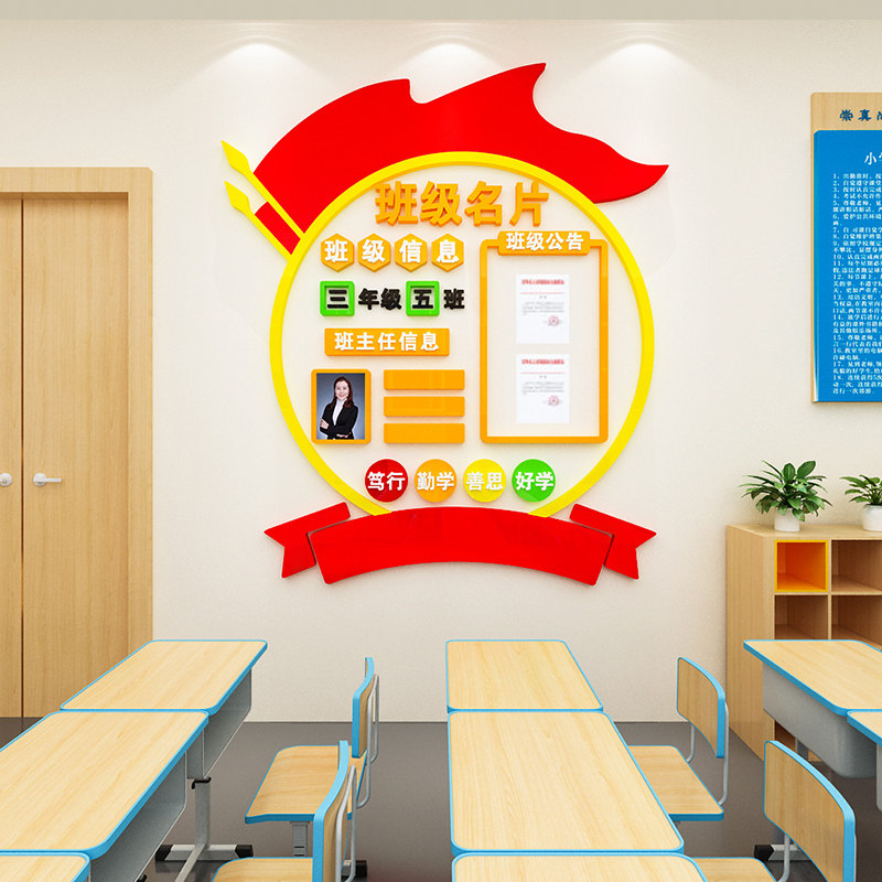 学校班级名片墙贴画建设信息展示