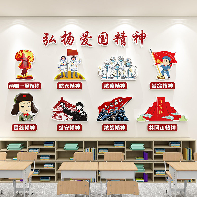 童心向党爱国主题文化墙贴红色国庆节黑板报装饰学校走廊教室布置
