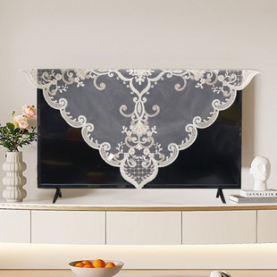 欧式 蕾丝网纱电视机防尘罩43寸50寸55寸65寸液晶电视现代简约盖布
