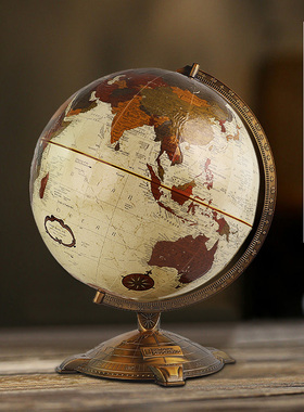 天屿32cm欧式复古3D凹凸立体浮雕地球仪轻奢摆件家庭办公室装饰品