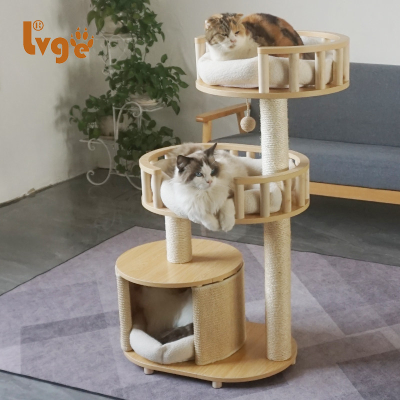 实木柱子猫爬架绿歌木棒结构