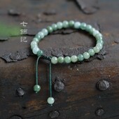 细款 精挑翡翠珠子手链小玉珠手串绿色玉石串珠足链情侣儿童七首饰